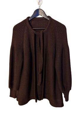 Women's Cozy Open-Front Knit Cardigan Sweater - Dark Brown